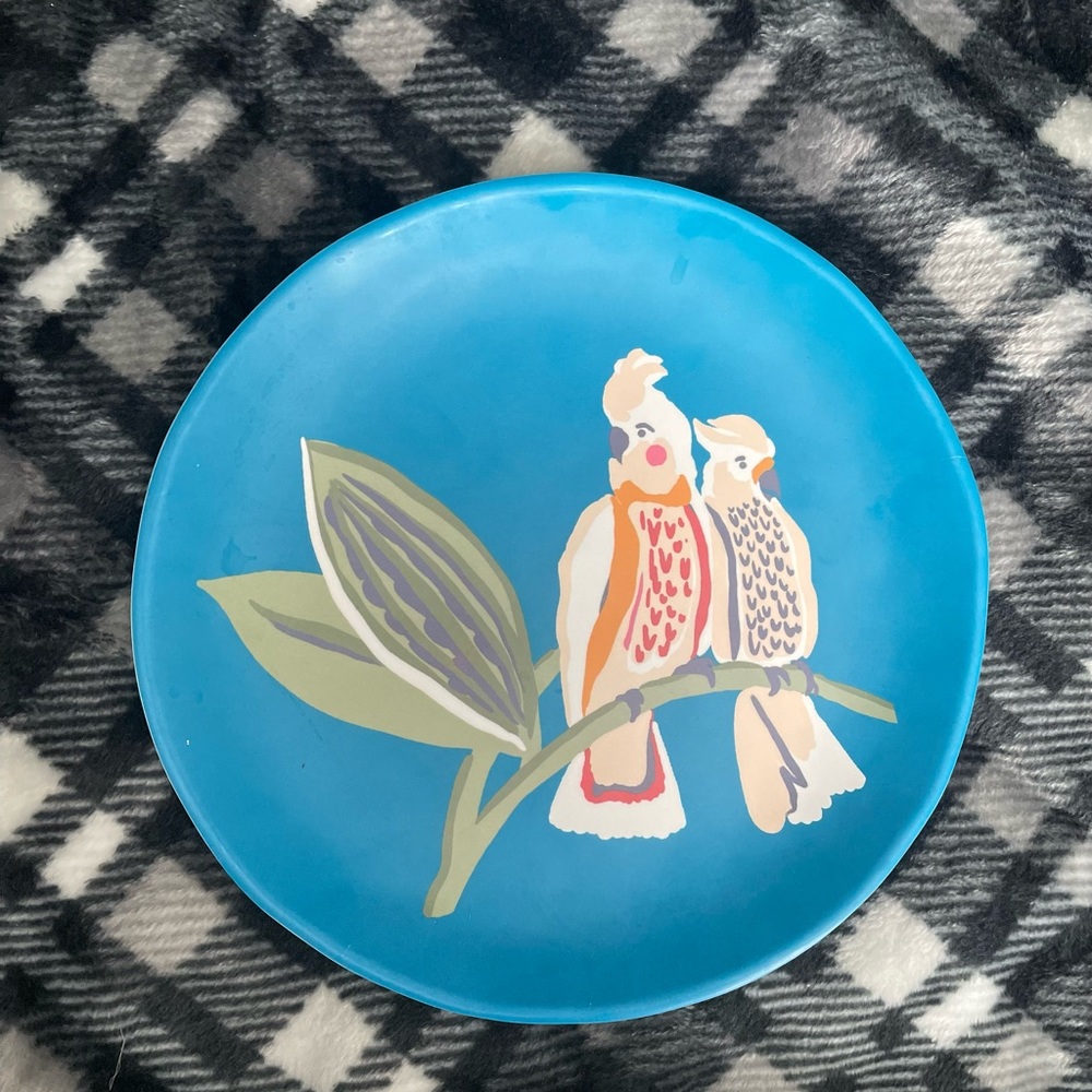 2 Opalhouse  Cockatoo Cockatiel Melamine Party 9" Blue Salad Plates TA-IT0074